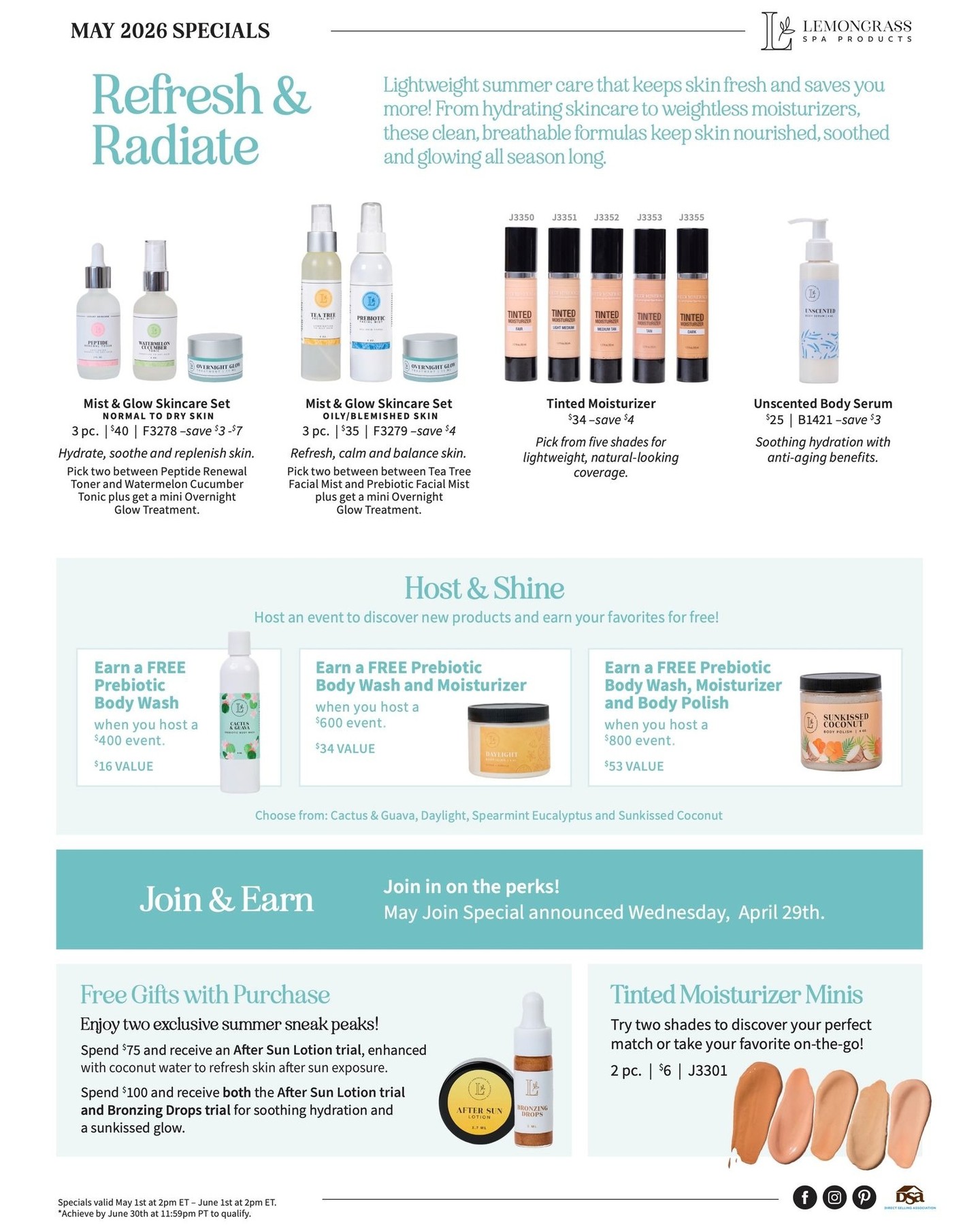 Woohoo!

May specials are in full swing! 

You'll find the info for each under the photos. 

Which ones are you excited about?

#healthyskincarelady
#spadateandacoffeebreak
#shellscleancarelemongrassspa