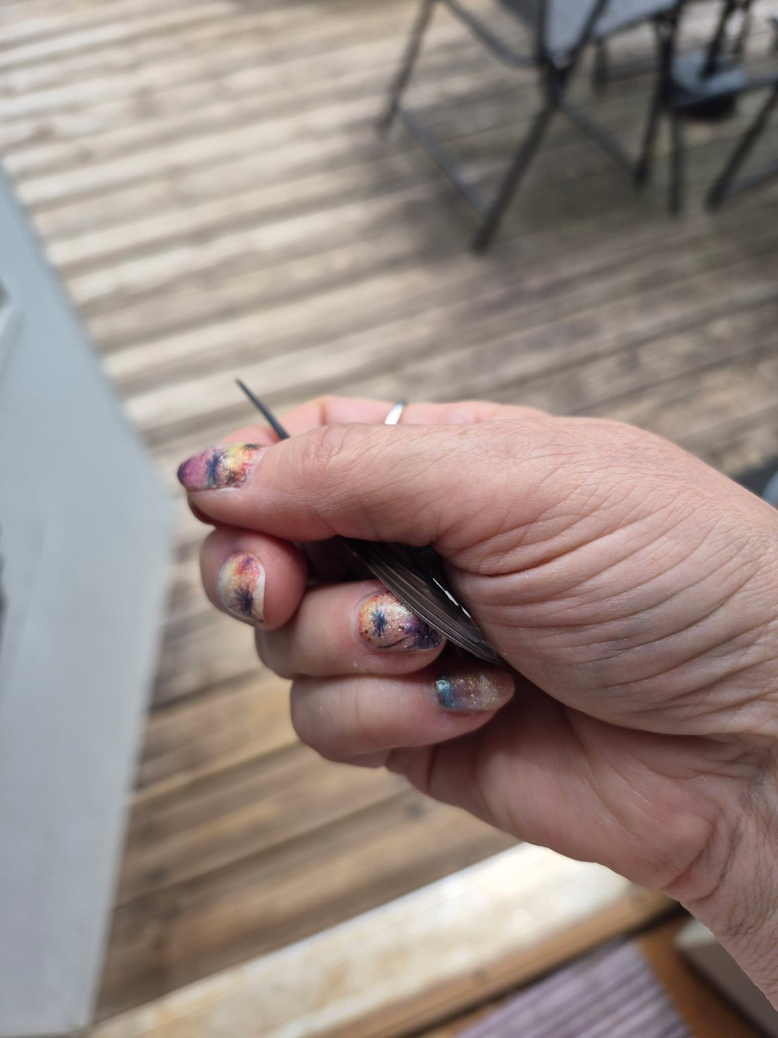 I love leaving the door open when the weather is nice. Unfortunately, my birds want to come in. So...I had to show my hummingbird the door then shut it.