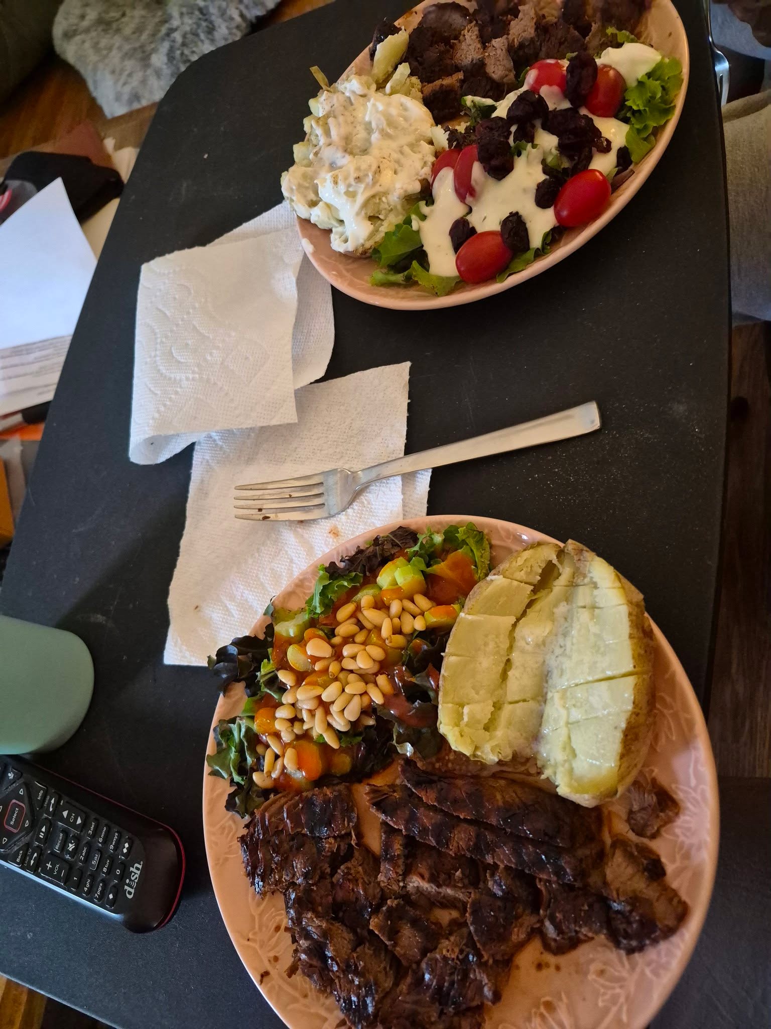 It may be raining but we got our grilled steak!